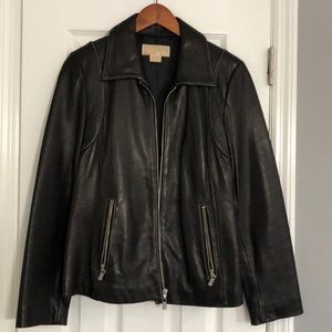 Michael kors black leather jacket